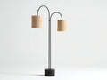 Lampe de bureau sur pied 61×29×174 cm - métal noir et textile beige - deux bras arqués décalés pour chambre