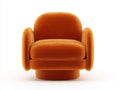 Fauteuil rembourré 92×86×78 cm - velours orange safran - base centrale pour salon