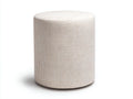 Tabouret 46×46×50 cm - tissu écru texturé - forme cylindrique et assise rembourrée pour chambre