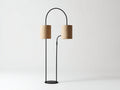 Lampe de bureau sur pied 56×32×170 cm - acier noir et abat-jour beige - grande arche à double éclairage pour chambre