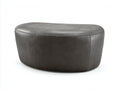 Tabouret 96×62×40 cm - cuir gris - forme ovale et assise généreuse pour chambre