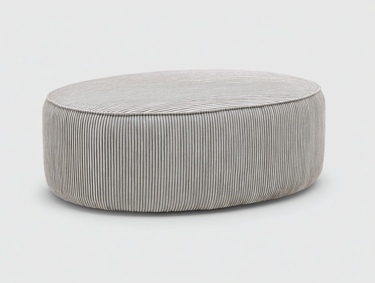 Tabouret 94×68×38 cm - velours côtelé gris clair - forme ovale et assise large pour chambre