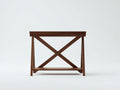 Console en bois effet noyer 118×36×78 cm - marron foncé avec croisillons arrière et tablette basse pour chambre à coucher