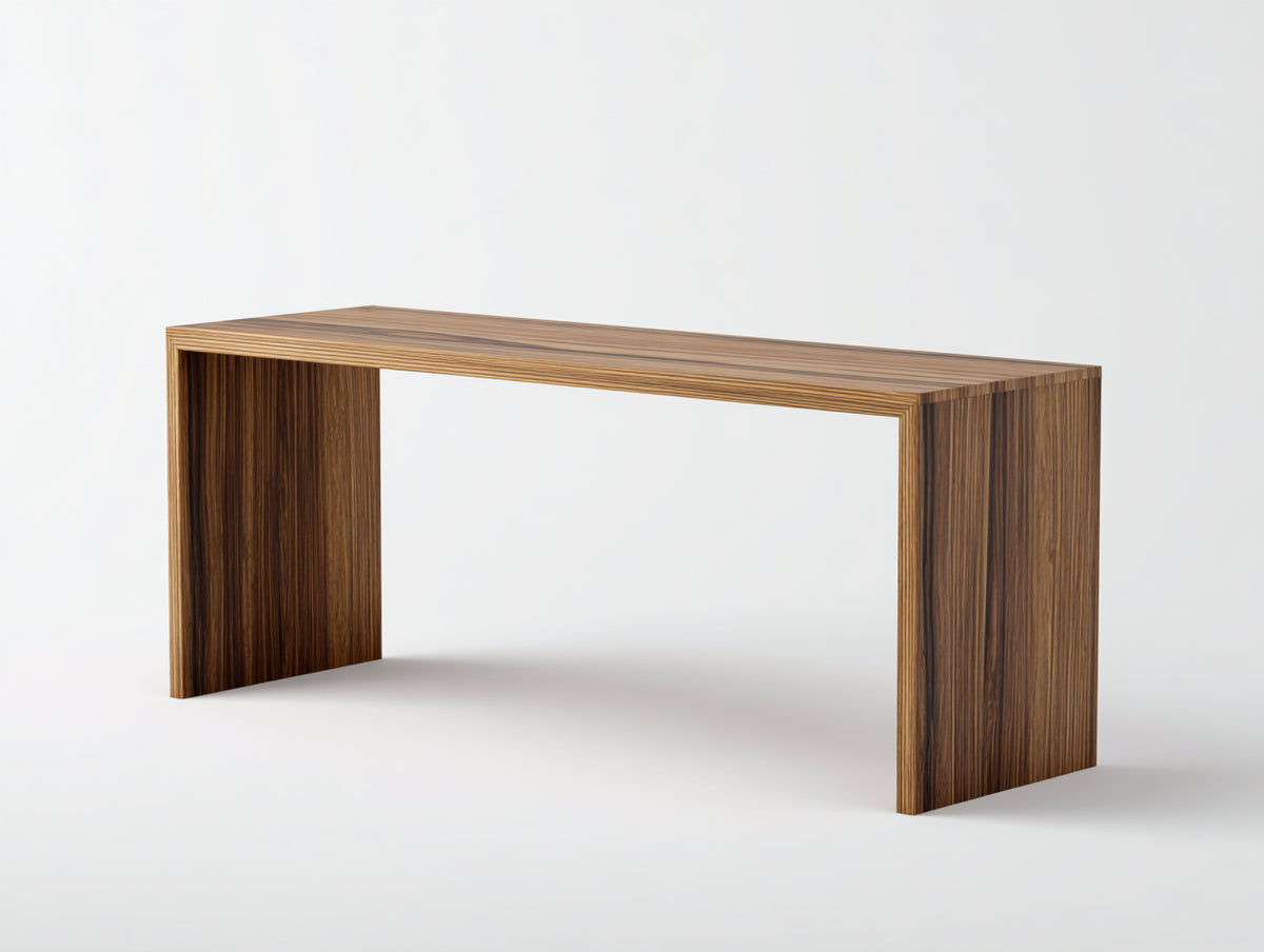 Console 150×38×78 cm - bois brun foncé - panneaux latéraux pleins et veinage linéaire pour chambre