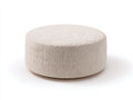 Tabouret bas 68×68×36 cm - tissu crème sable - relief froissé et base pleine pour chambre à coucher