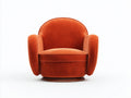 Fauteuil pivotant 88×82×90 cm - velours orange brûlé - dossier arqué Art déco pour salon