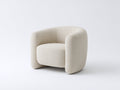 Fauteuil 80×76×75 cm - tissu bouclé blanc cassé - assise suspendue et structure enveloppante pour salon