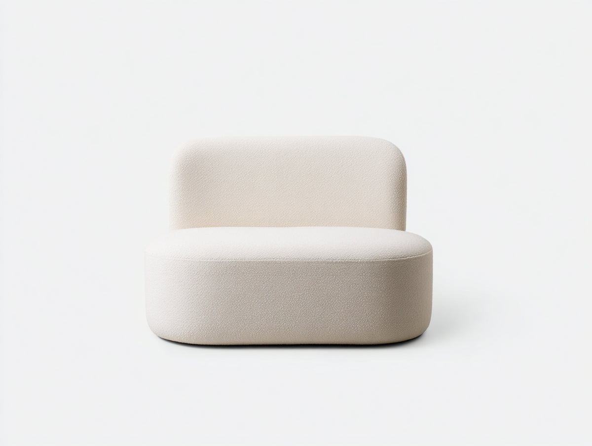 Fauteuil 92×84×74 cm - tissu blanc cassé - dossier large et base rembourrée pour salon