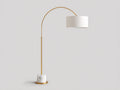 Lampe De Bureau sur pied arquée 125×40×205 cm - doré blanc avec base effet marbre et abat-jour cylindrique pour chambre à coucher