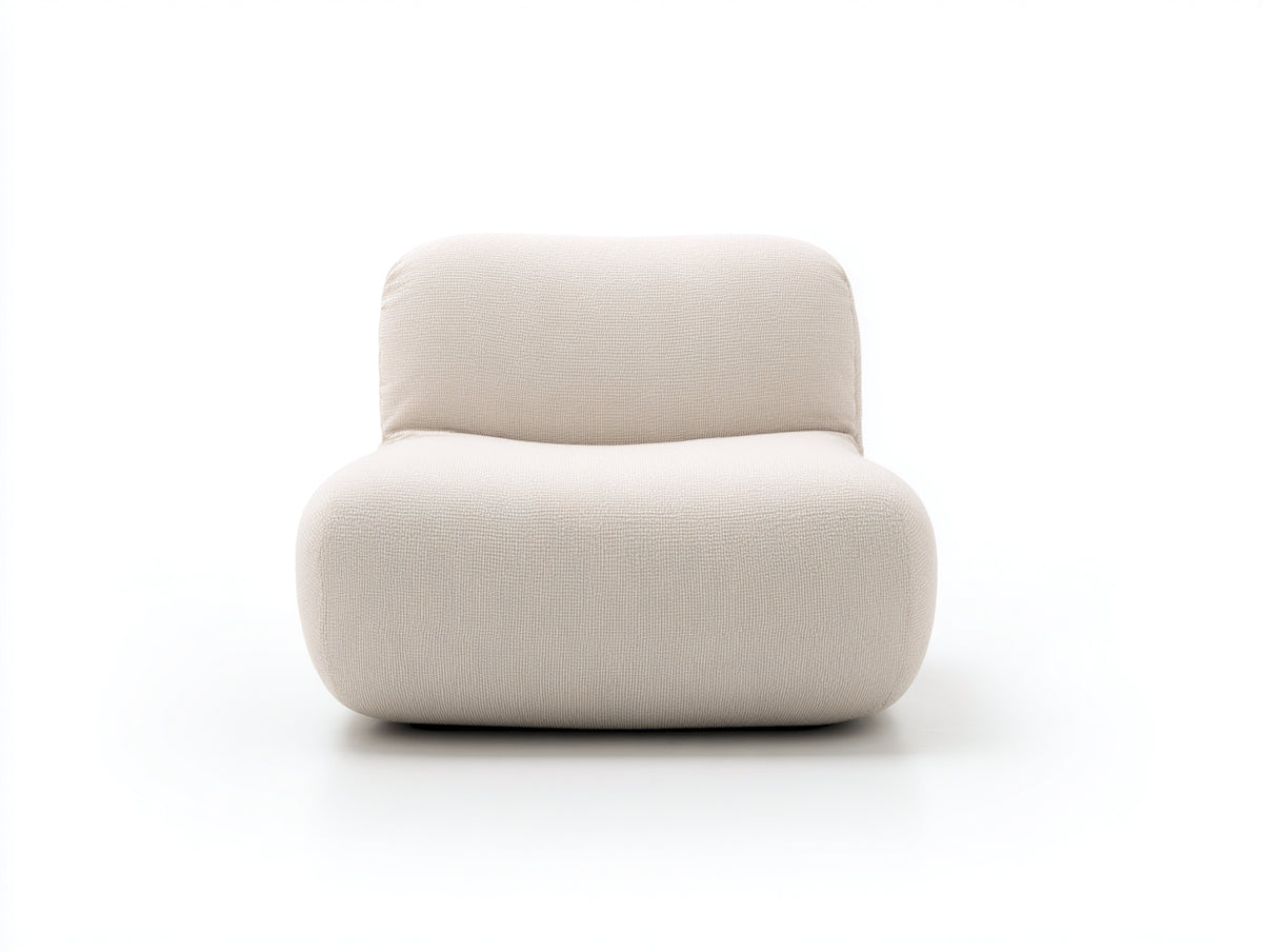 Fauteuil 88×82×76 cm - tissu beige clair - assise arrondie et dossier compact pour salon