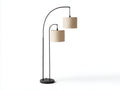 Lampe De Bureau à double arche 105×36×178 cm - noir beige avec abat-jour en tissu et base ronde pour chambre à coucher