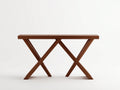 Console 150×36×80 cm - bois brun finition noyer - double piètement en X pour chambre