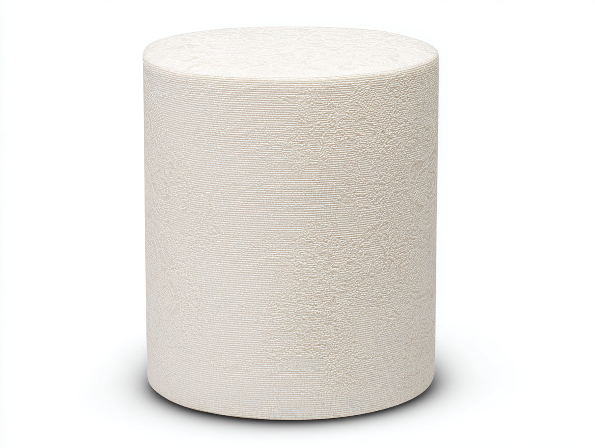 Tabouret cylindrique en tissu texturé 40×40×45 cm - crème - style épuré pour chambre à coucher