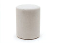 Tabouret 44×44×52 cm - tissu beige clair texturé - silhouette cylindrique et siège compact pour chambre