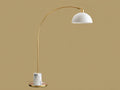 Lampe De Bureau arquée 120×35×190 cm - doré blanc avec abat-jour dôme et base effet marbre pour chambre à coucher