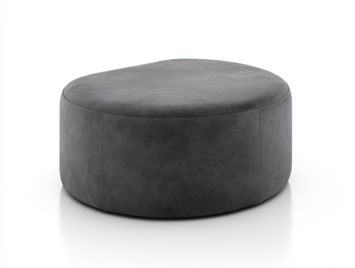 Tabouret 82×82×40 cm - cuir gris foncé - forme carrée arrondie et assise rembourrée pour chambre