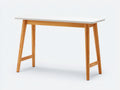 Console scandinave 120×45×80 cm - blanc bois clair avec plateau rectangulaire et pieds inclinés pour chambre à coucher
