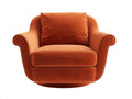Fauteuil pivotant 104×92×82 cm - tissu orange terracotta - accoudoirs roulés pour salon