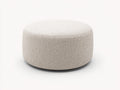 Tabouret rond 62×62×40 cm - tissu beige clair - assise bombée compacte pour chambre à coucher
